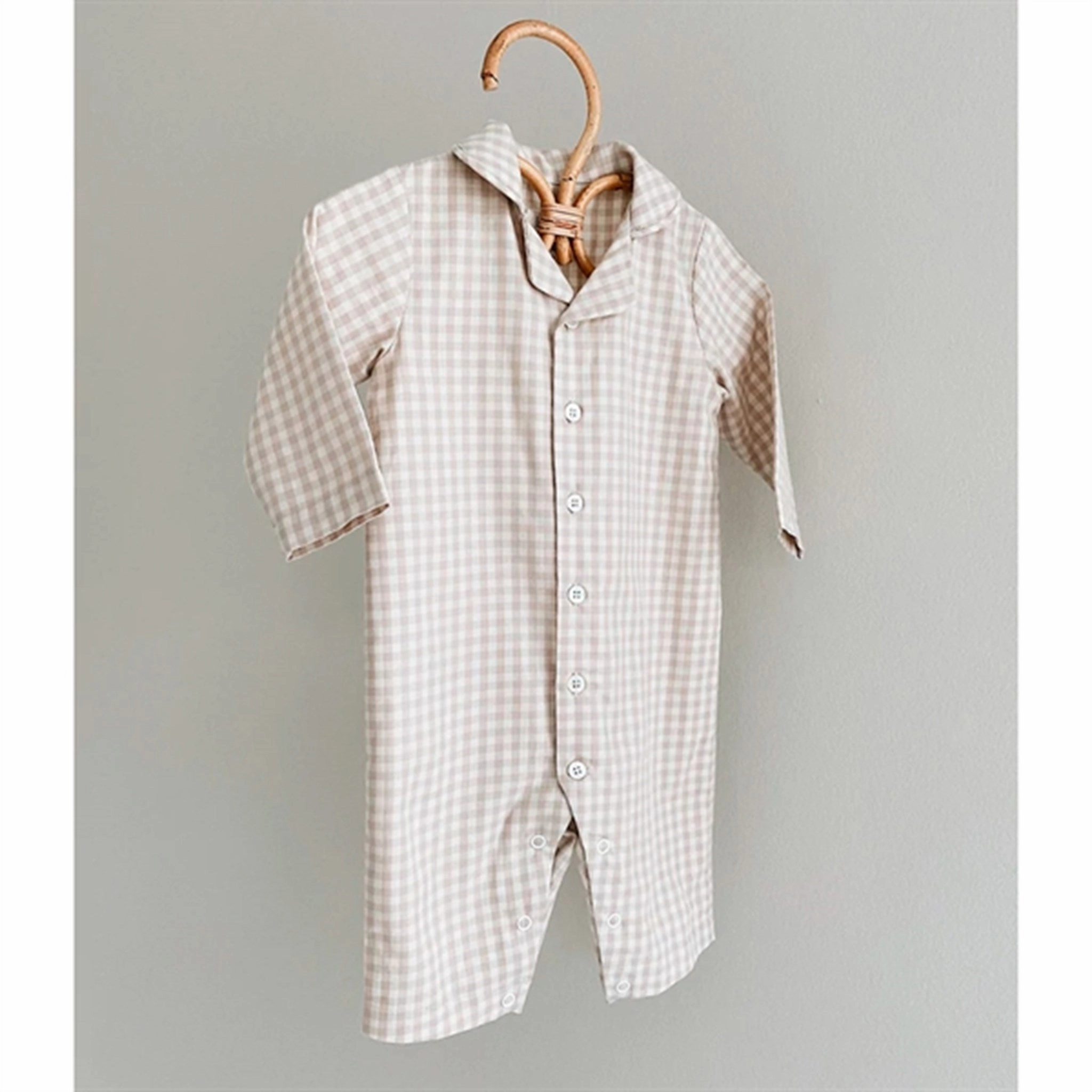 Craftsmanship lalaby Beige Gingham Classic PJ Suit Heritage