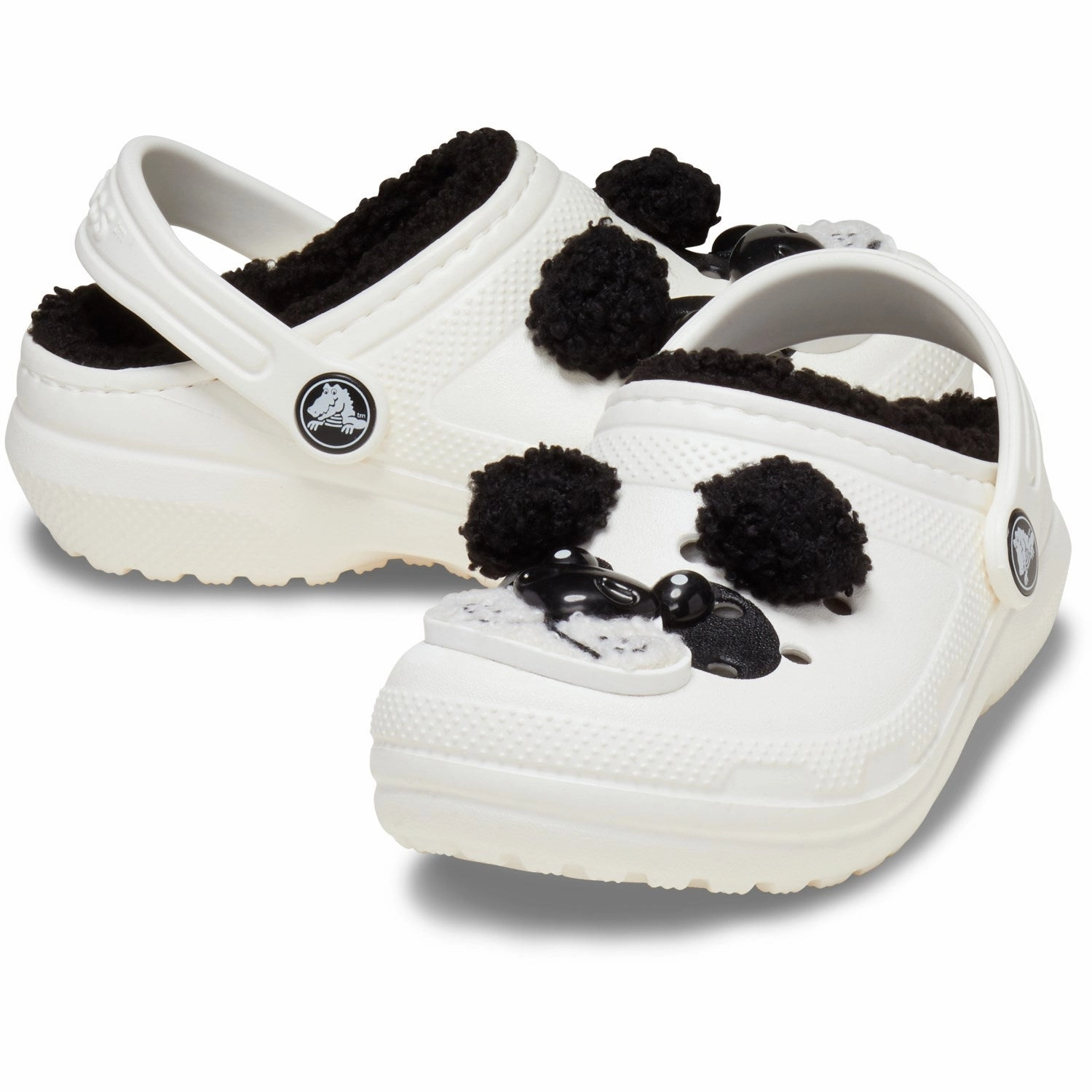Crocs Chalk/Black Classic Lined IAM Panda Bear Clog T Moccasins