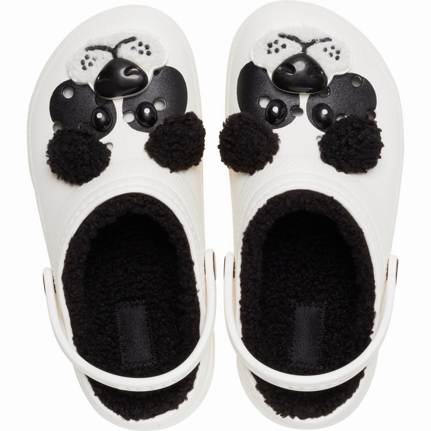 Crocs Chalk/Black Classic Lined IAM Panda Bear Clog T Moccasins