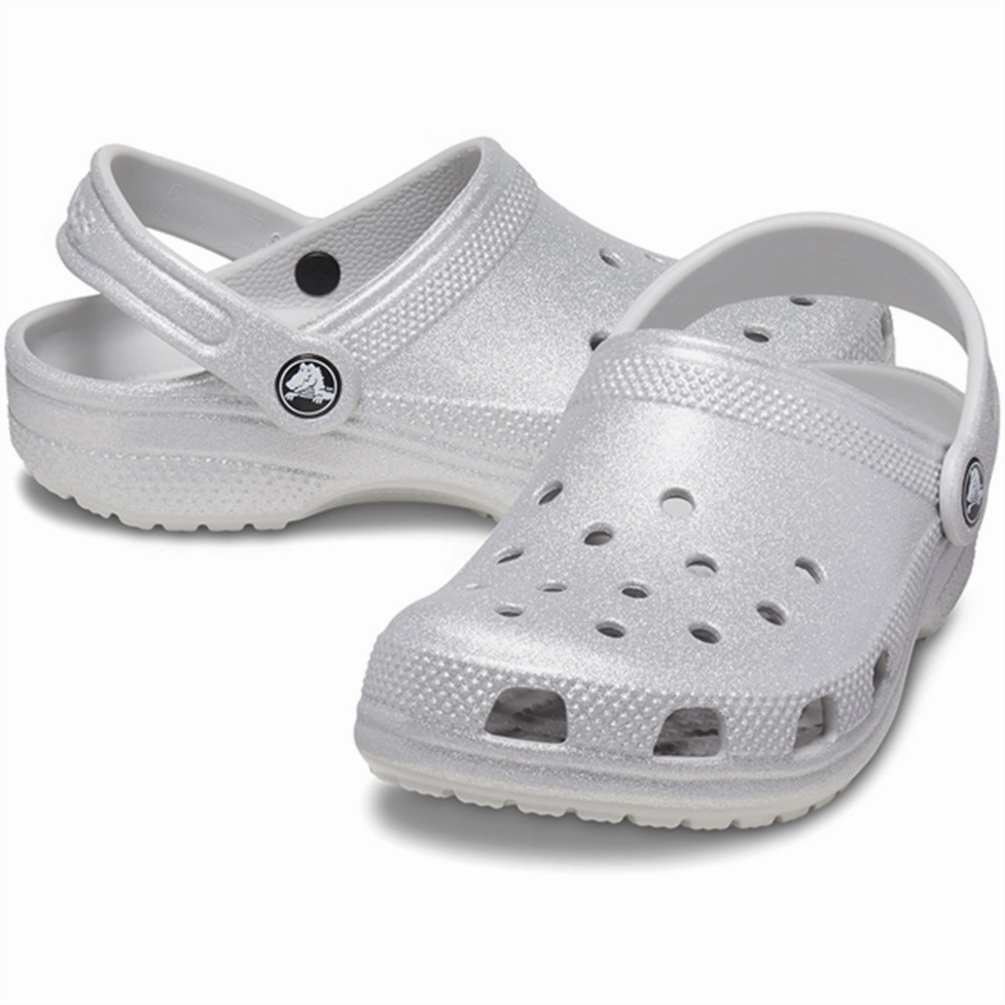 Crocs Classic Glitter Clog Silver Glitter Velcro shoes