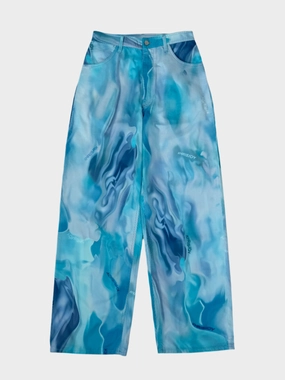 crocs new arrivals galxboy new arrivals Pantaloni Azzurri Con Stampa Effetto Acqua E Cinque Tasche new collection dress for girls