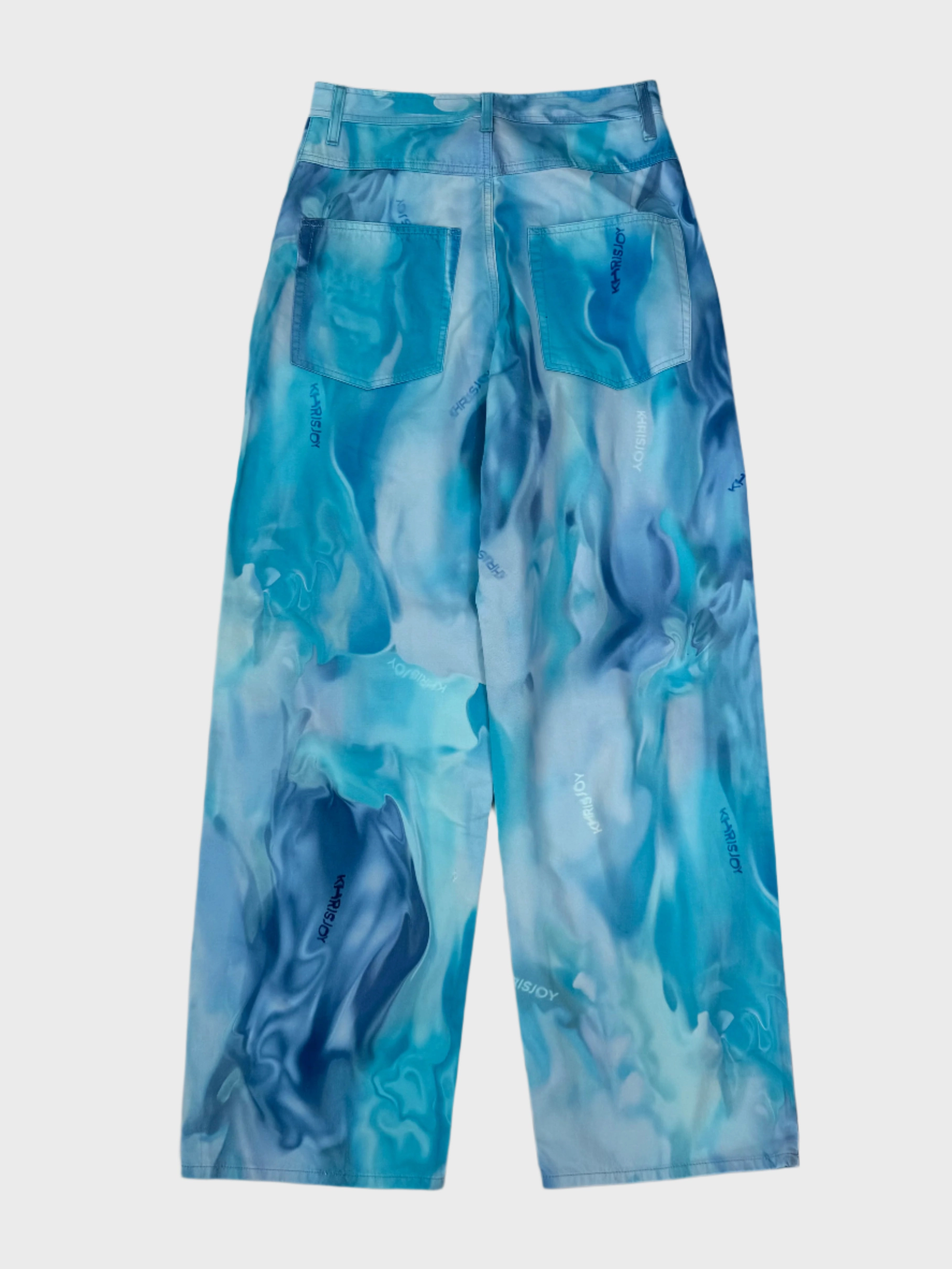 crocs new arrivals galxboy new arrivals Pantaloni Azzurri Con Stampa Effetto Acqua E Cinque Tasche
