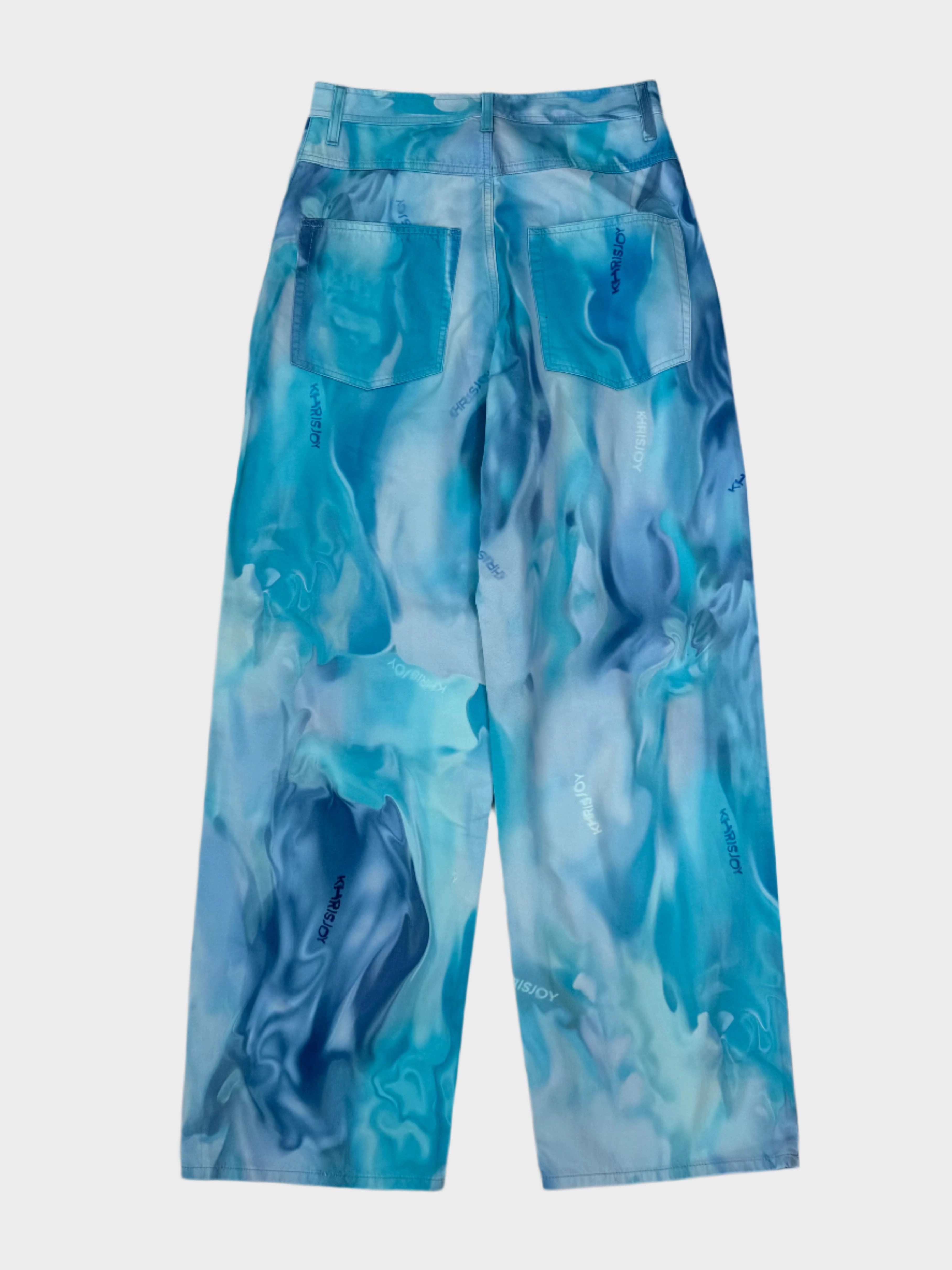 crocs new arrivals galxboy new arrivals Pantaloni Azzurri Con Stampa Effetto Acqua E Cinque Tasche