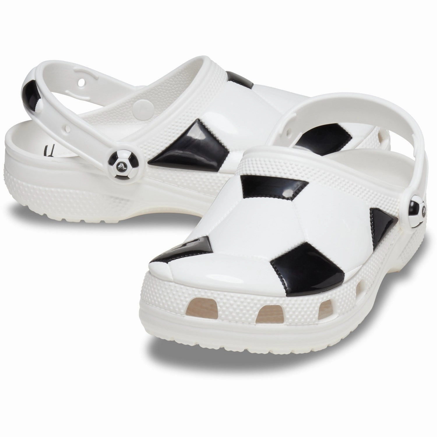 Crocs White/Black Classic Soccer Ball Clog Rubber soles