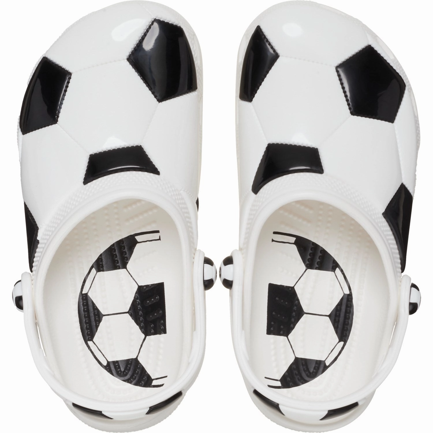 Crocs White/Black Classic Soccer Ball Clog Rubber soles