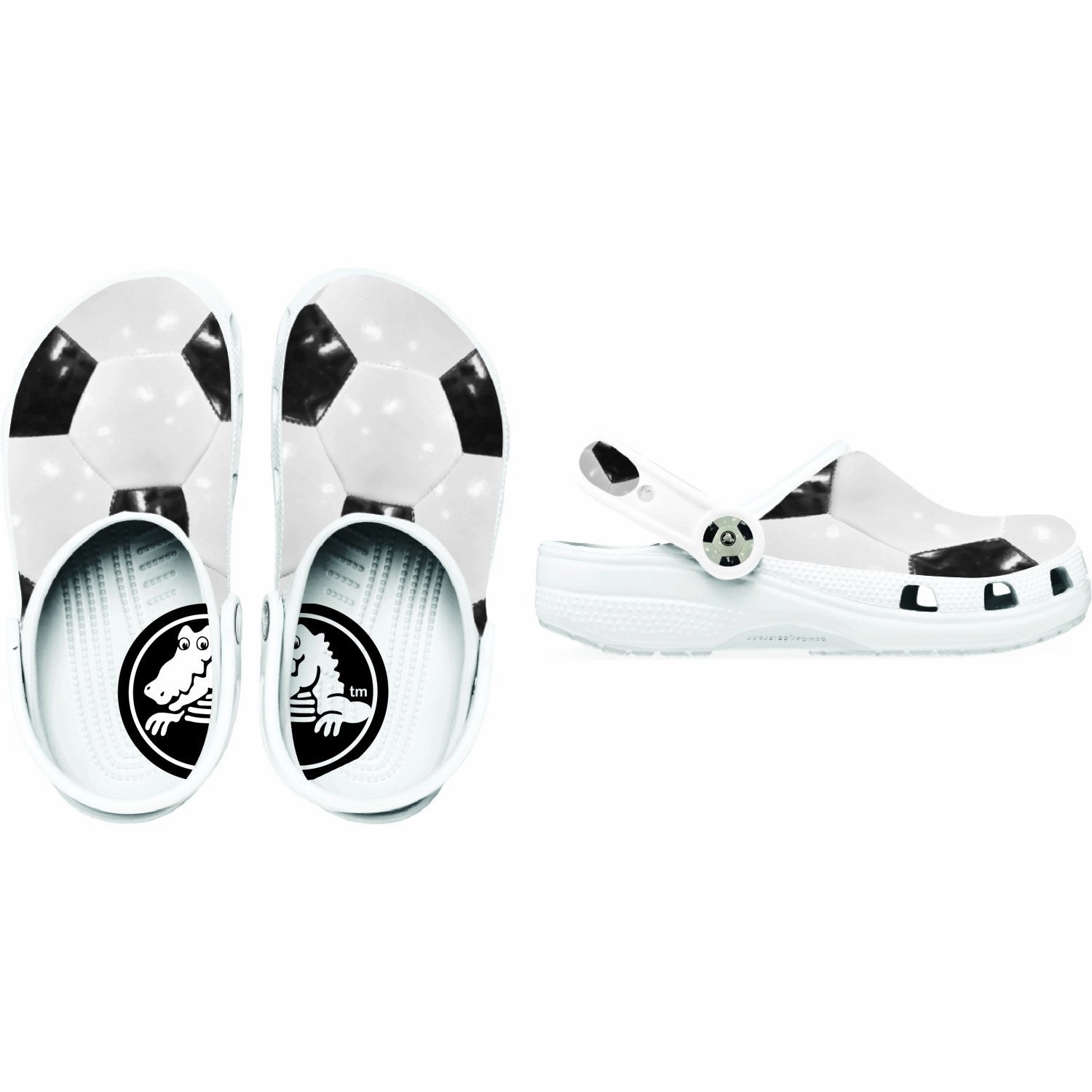 Crocs White/Black Classic Soccer Ball Clog Rubber soles