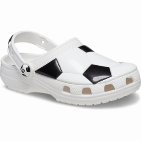 Crocs White/Black Classic Soccer Ball Clog Rubber soles Everyday shoes