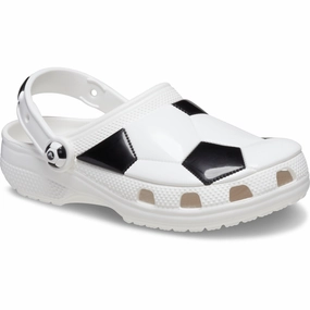 Crocs White/Black Classic Soccer Ball Clog Sleek Luxurious
