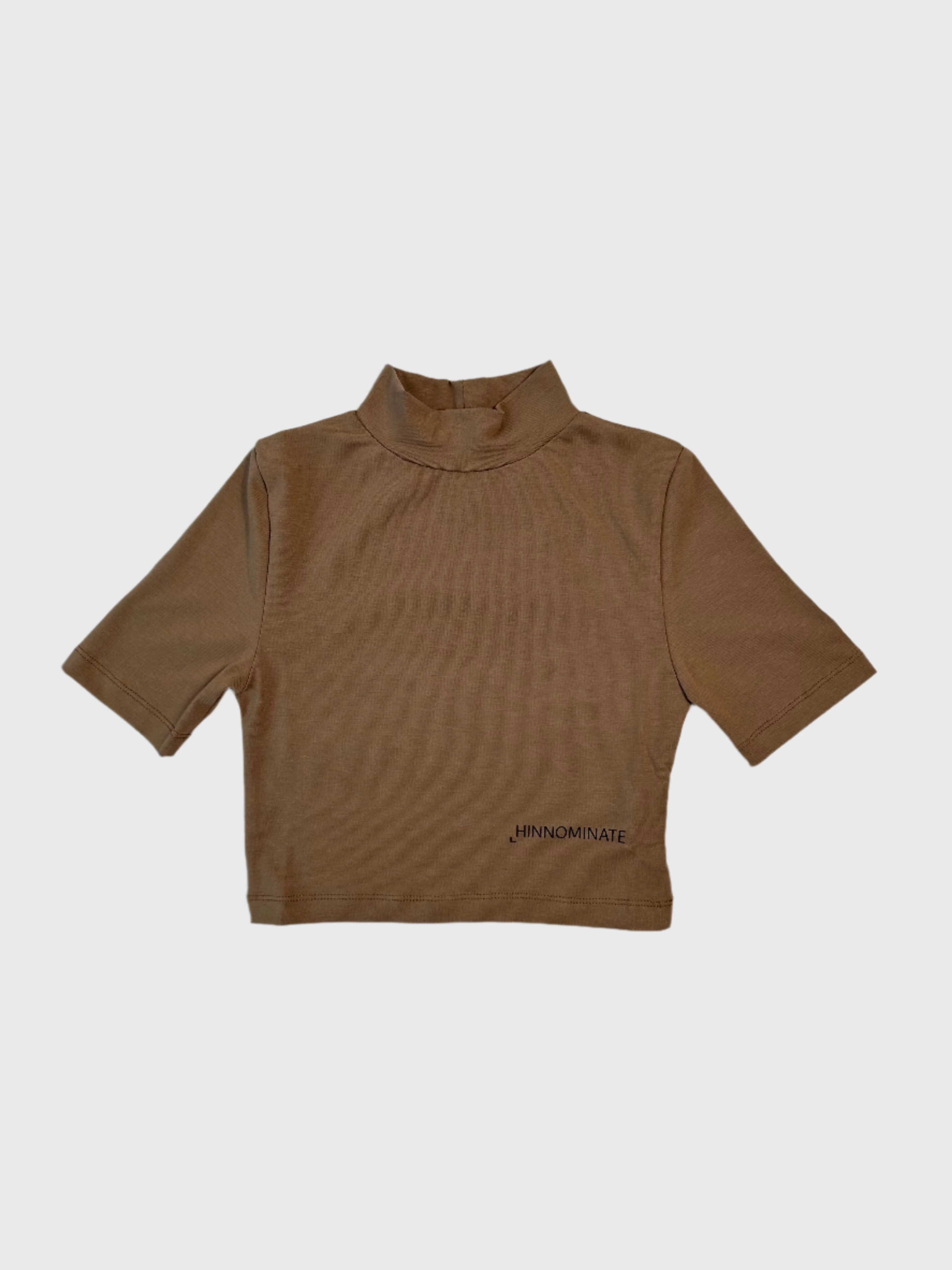 Crop Top Tortora A Lupetto In Bielastico A Mezza Manica adidas new arrivals new arrival dress for female new arrival nike sandals for men