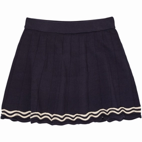 Cuff COPENHAGEN COLORS Navy/Cream Comb. Knitted Tennis Skirt Leather