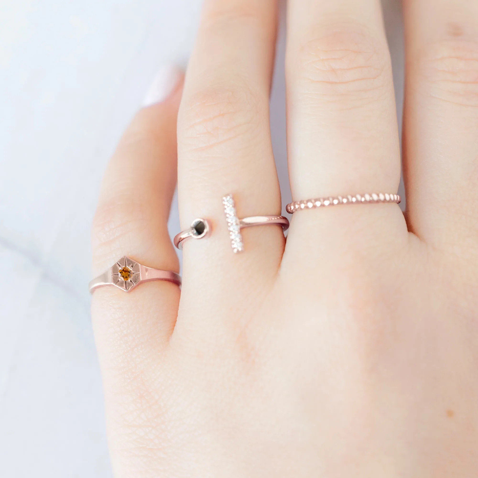Custom Citrine Birthstone Signet Ring | Yellow, Rose or White Gold