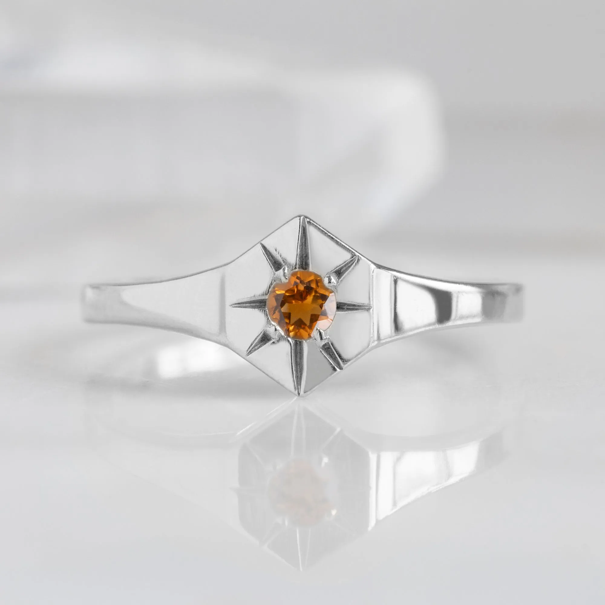 Custom Citrine Birthstone Signet Ring | Yellow, Rose or White Gold