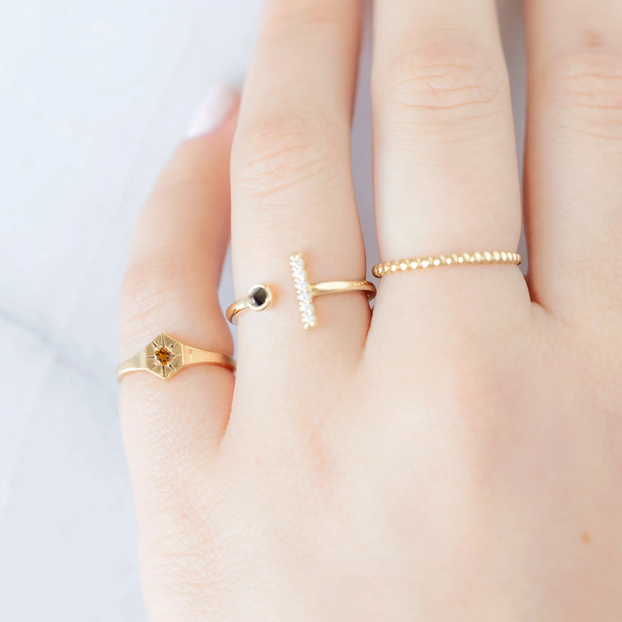 Custom Citrine Birthstone Signet Ring | Yellow, Rose or White Gold