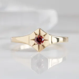 Custom Garnet Birthstone Signet Ring | Yellow, Rose or White Gold