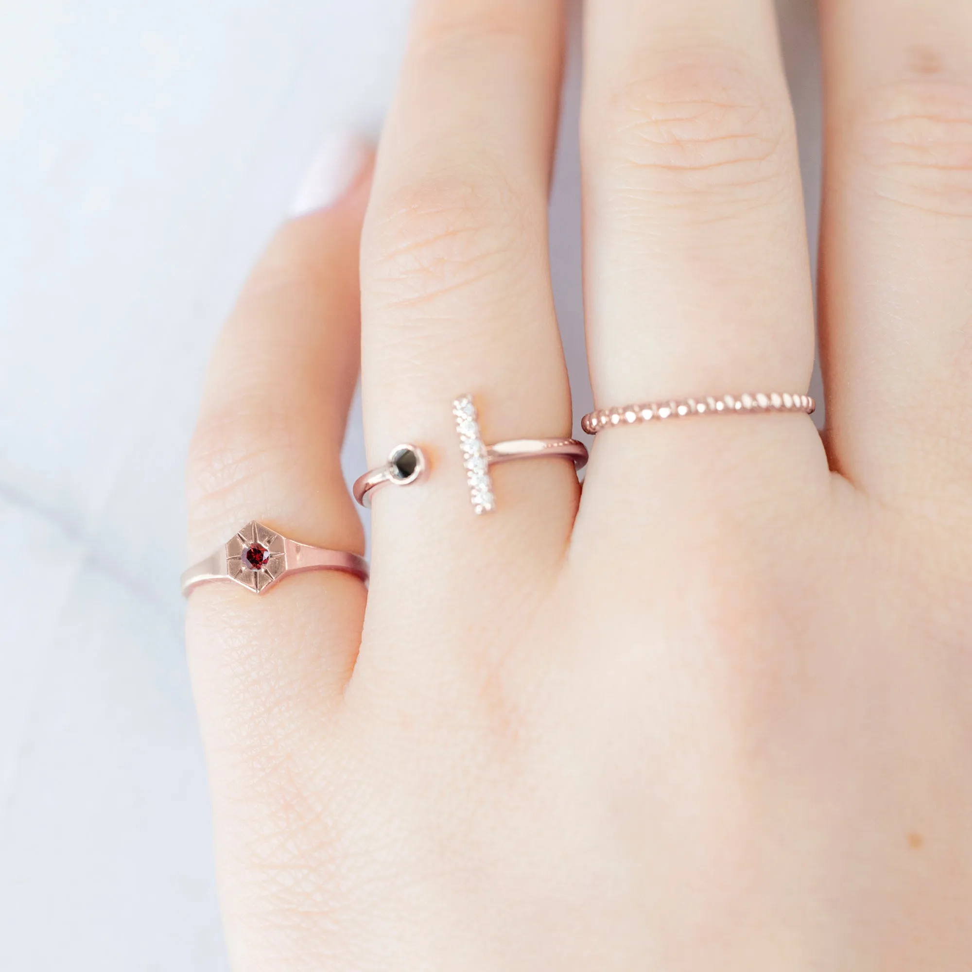 Custom Garnet Birthstone Signet Ring | Yellow, Rose or White Gold
