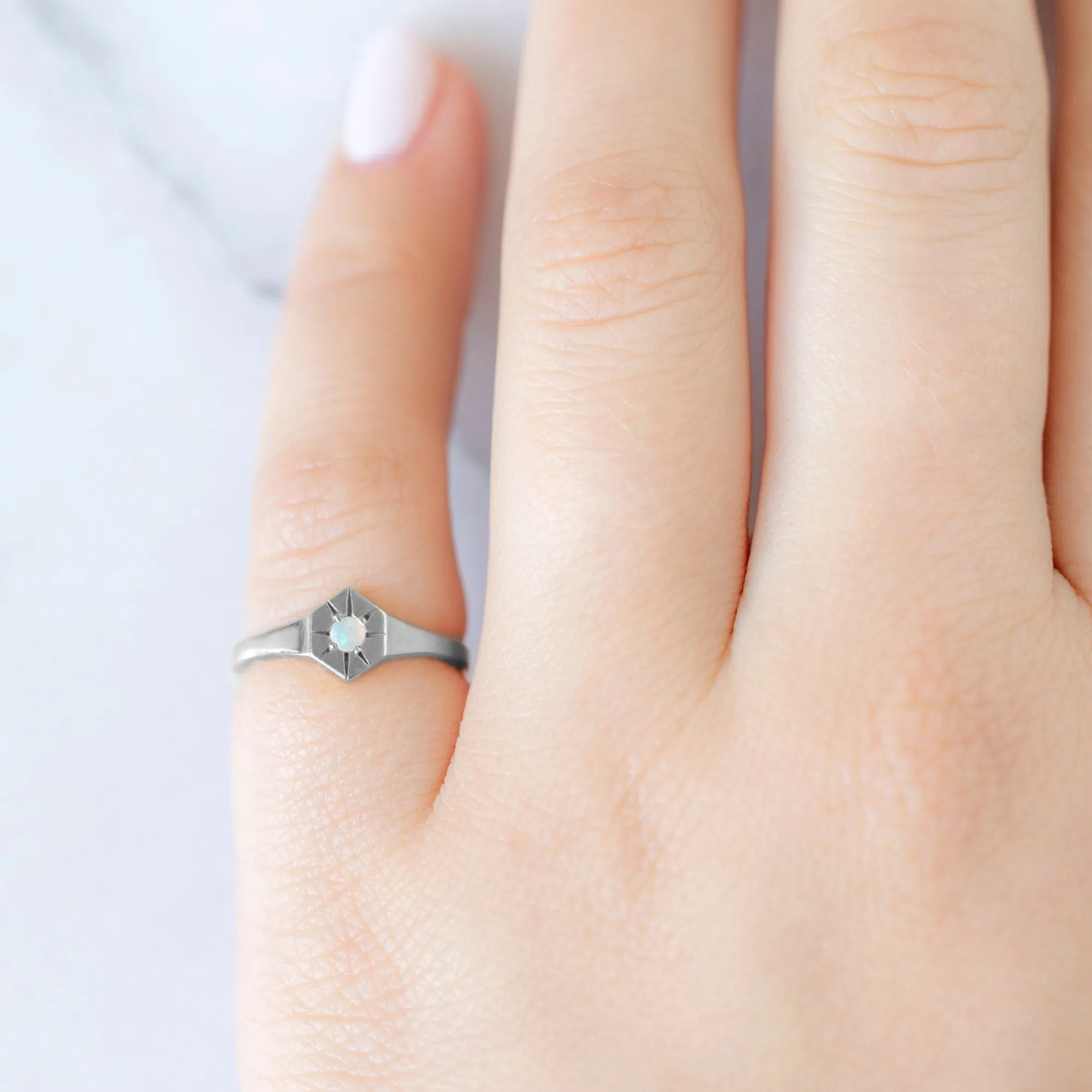 Custom Opal Birthstone Signet Ring | Yellow, Rose or White Gold