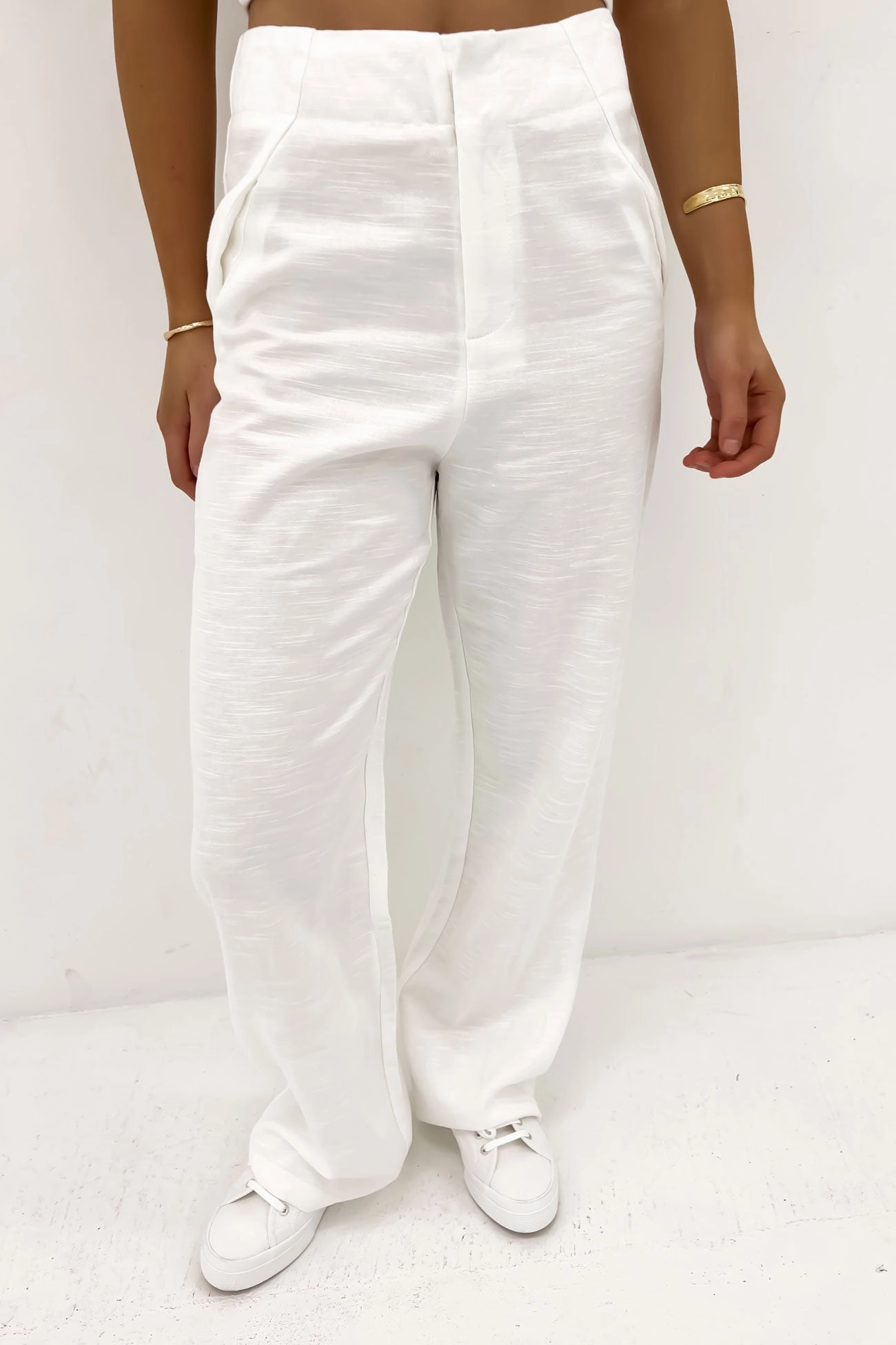 Cyrus Linen Pant White ipad sale