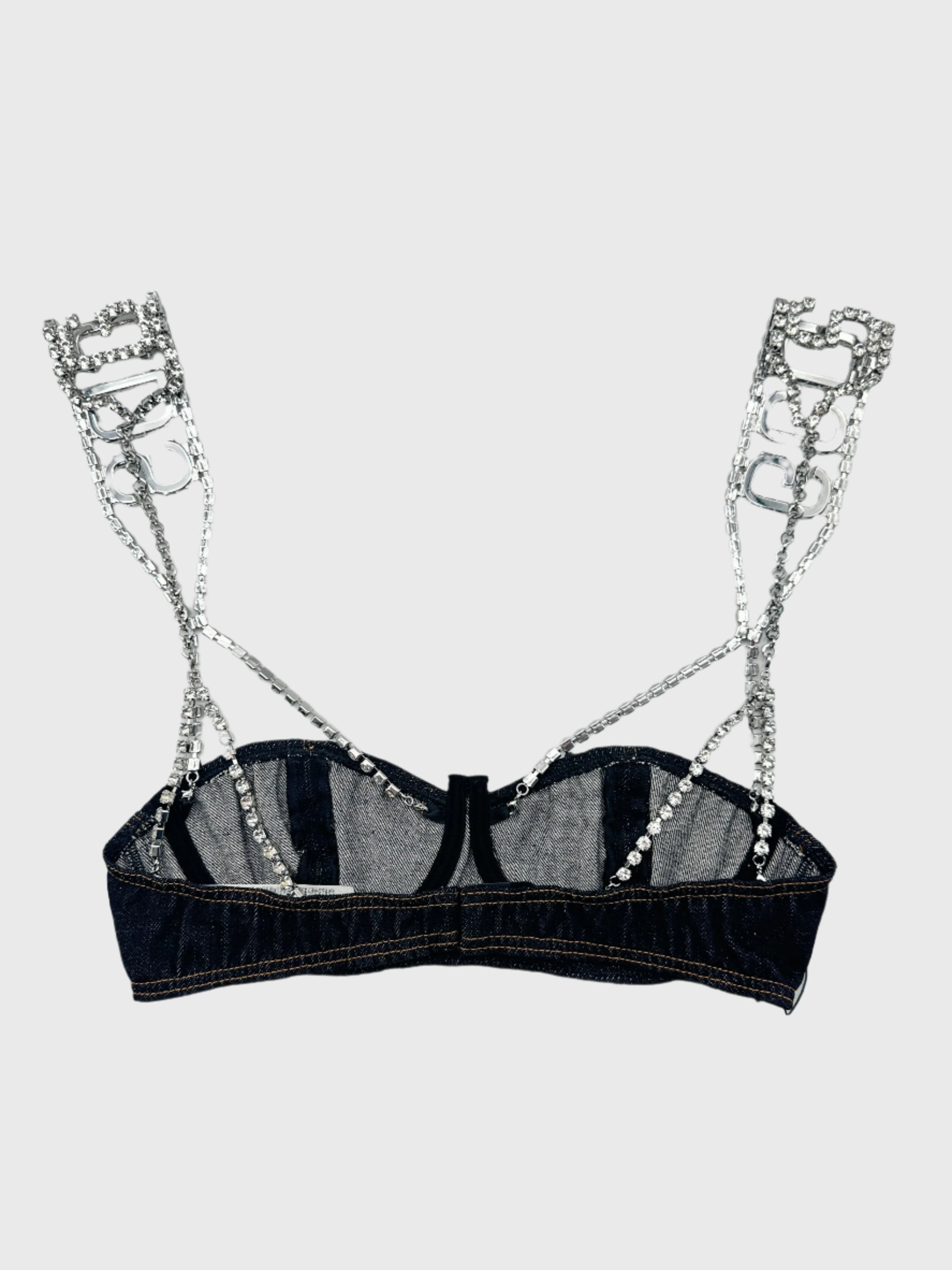 Denim Bra con Spalline Gioiello puma new arrivals shoes shein new arrivals tops blouses