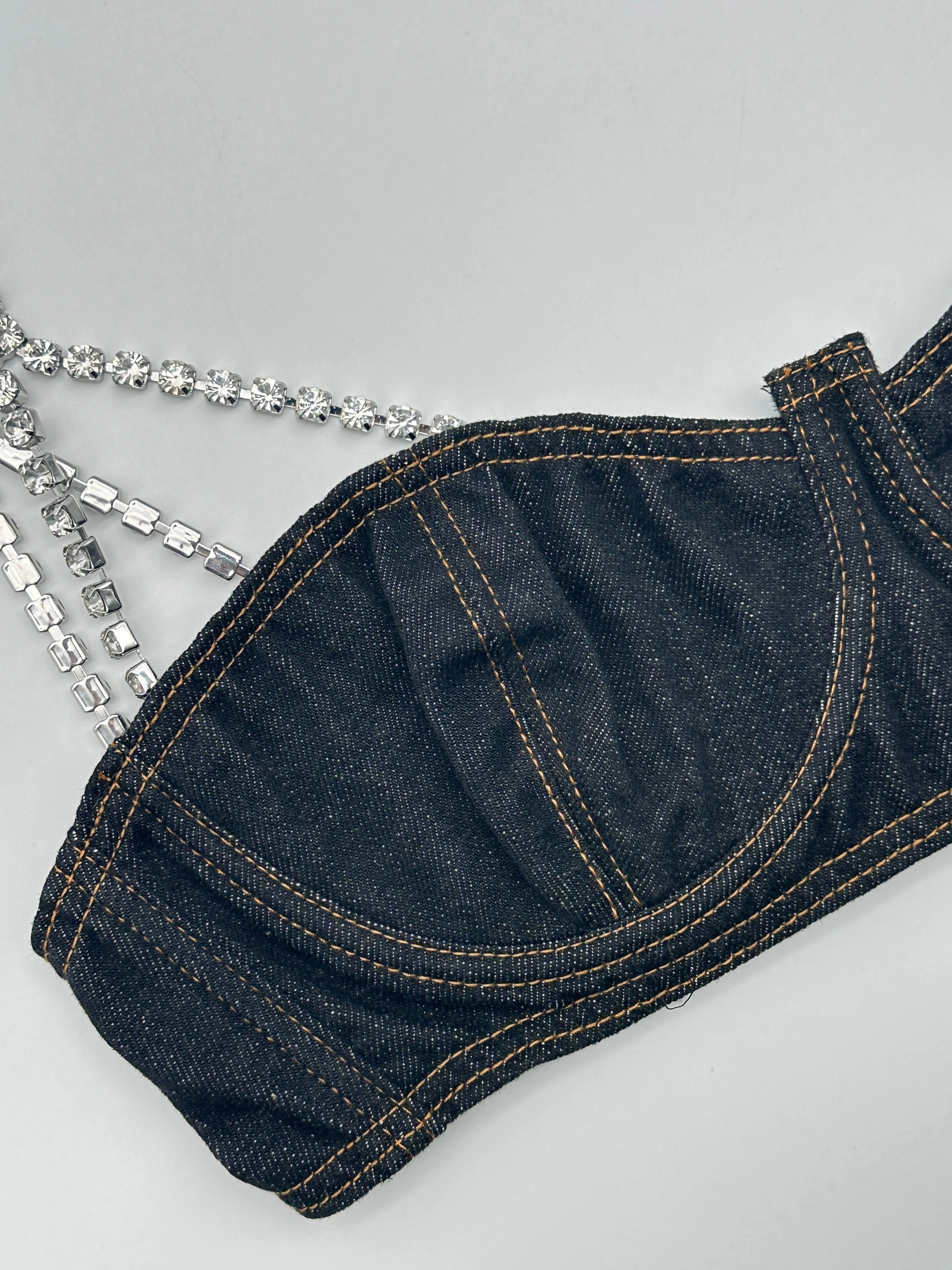 Denim Bra con Spalline Gioiello puma new arrivals shoes shein new arrivals tops blouses
