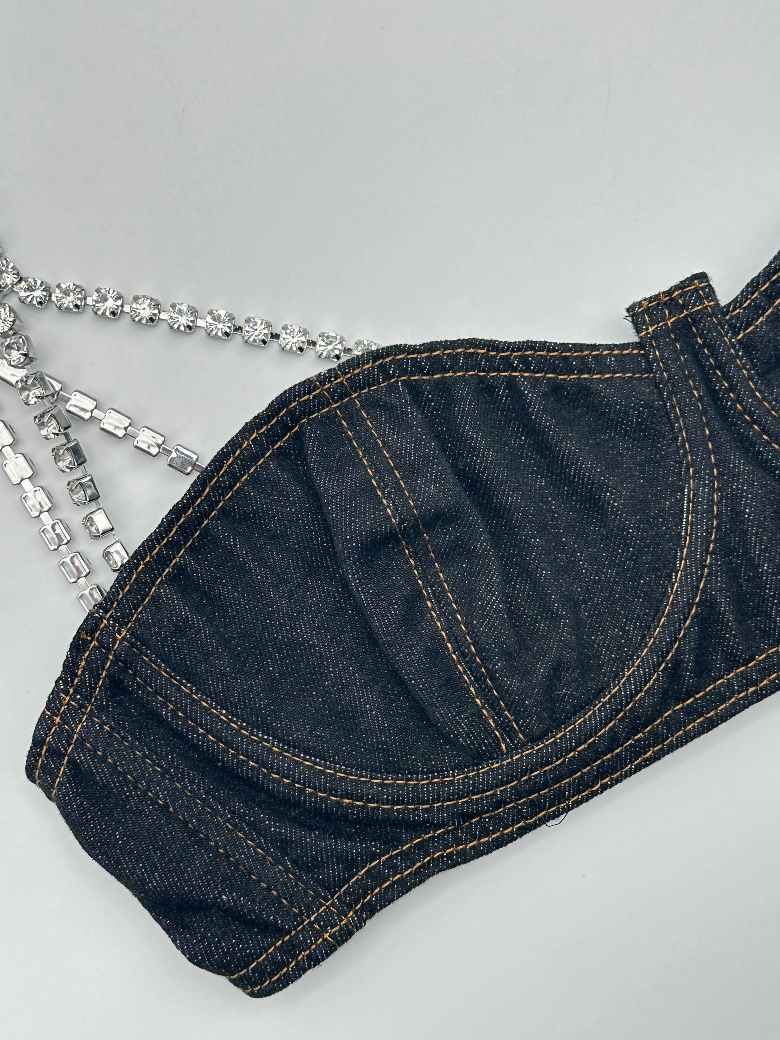Denim Bra con Spalline Gioiello puma new arrivals shoes shein new arrivals tops blouses