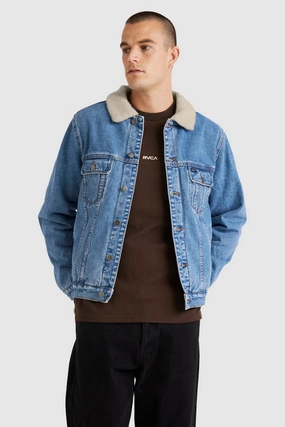 Denim Sherpa Trucker Jacket Vintage Blue salero sale at clicks