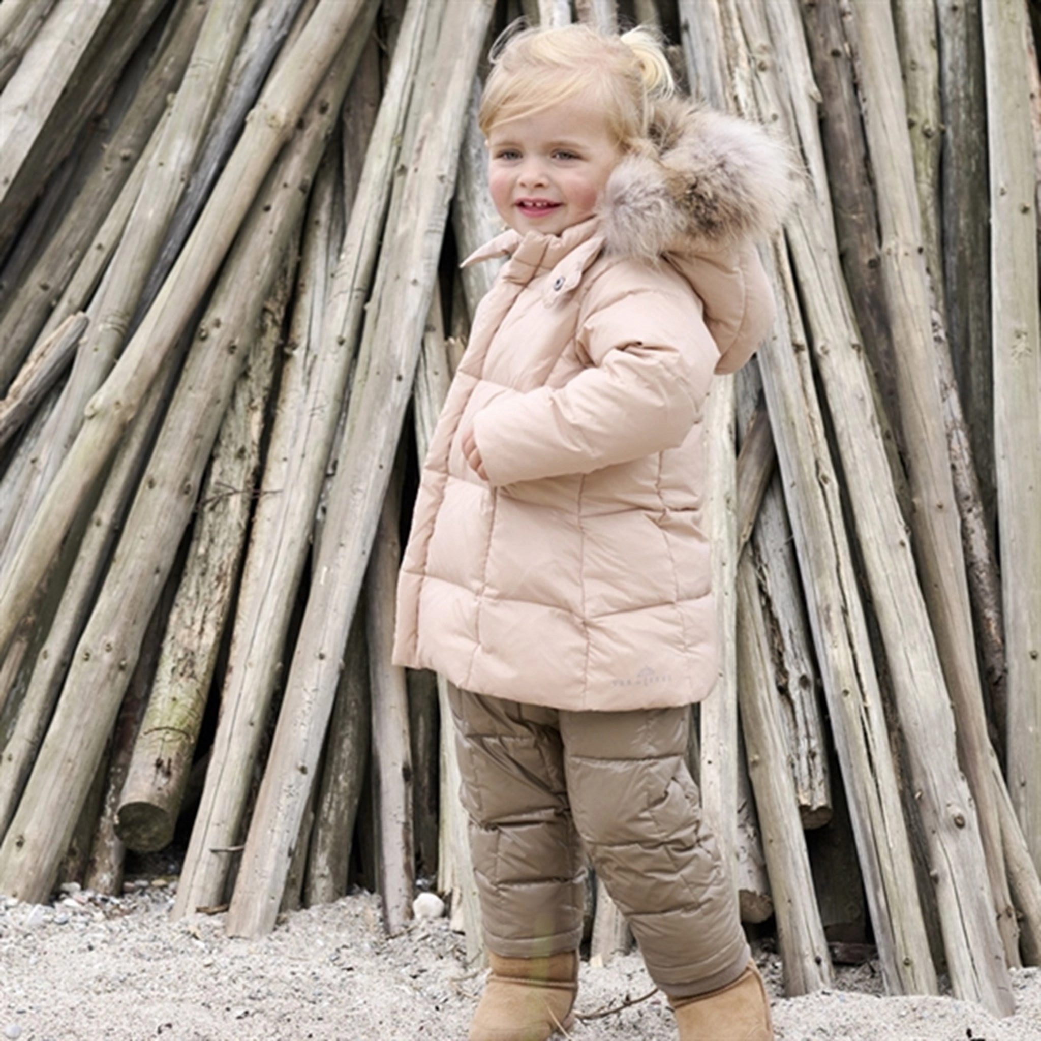 Denim Ver de Terre Featherlight Baby Girls Dunfrakke m. Pels Mahogany Rose