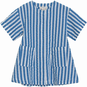 Design Serendipity Azur Stripe Button Dress Retro