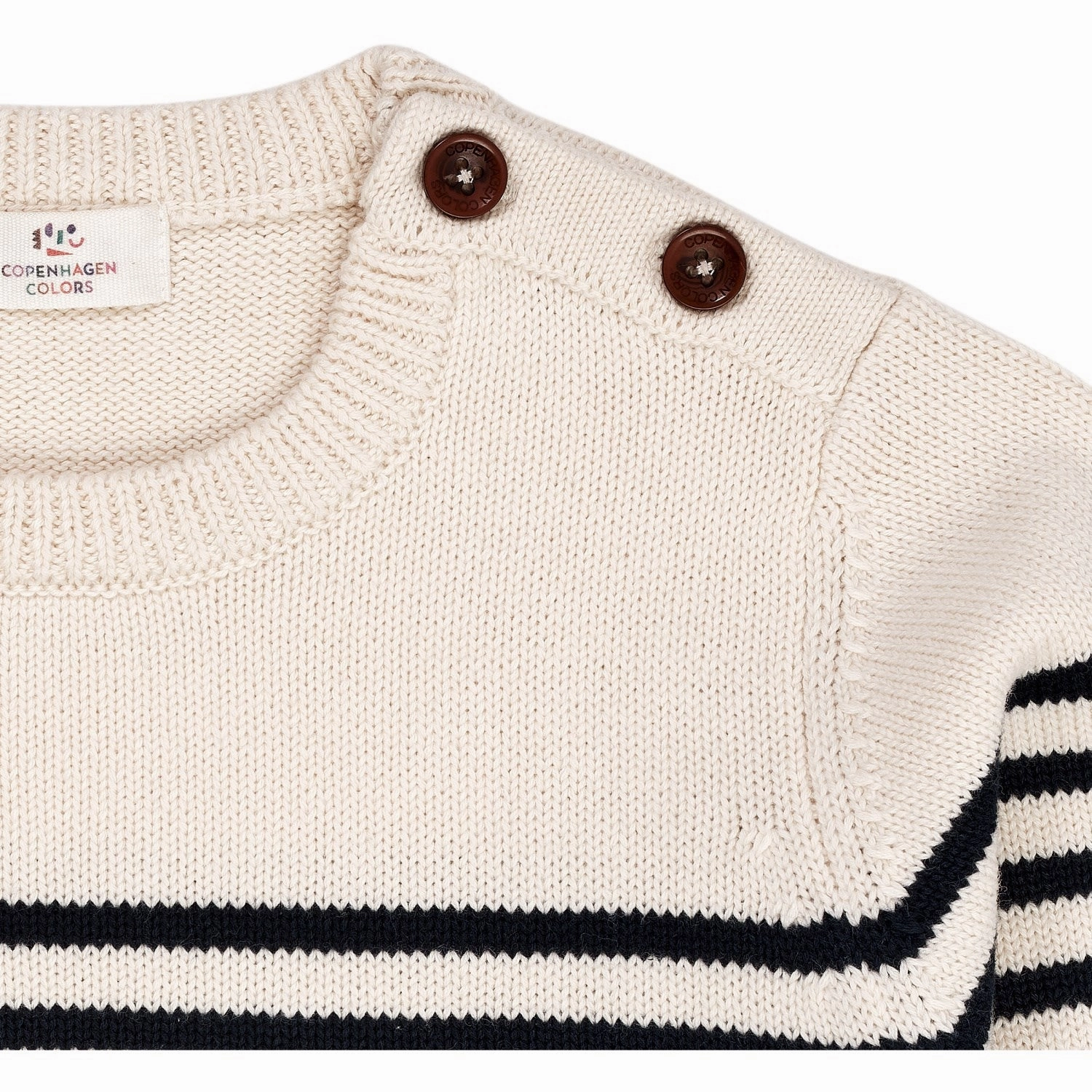 Desirable Copenhagen Colors Cream Navy Combi Knitted Striped Sailor Sweater