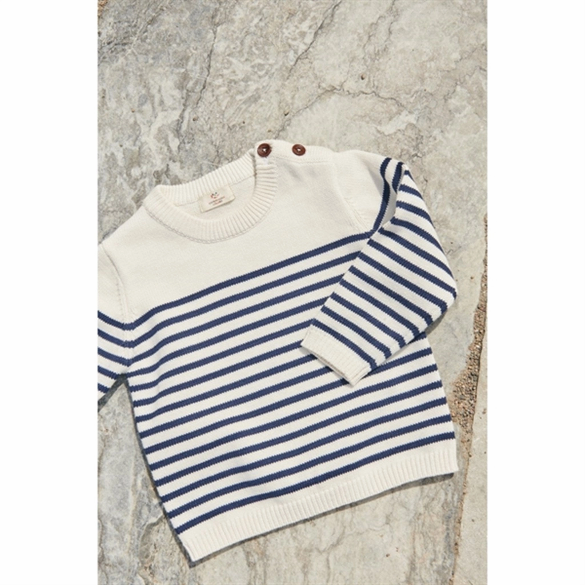 Desirable Copenhagen Colors Cream Navy Combi Knitted Striped Sailor Sweater