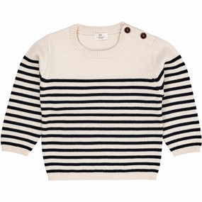 Desirable Copenhagen Colors Cream Navy Combi Knitted Striped Sailor Sweater Distinctive