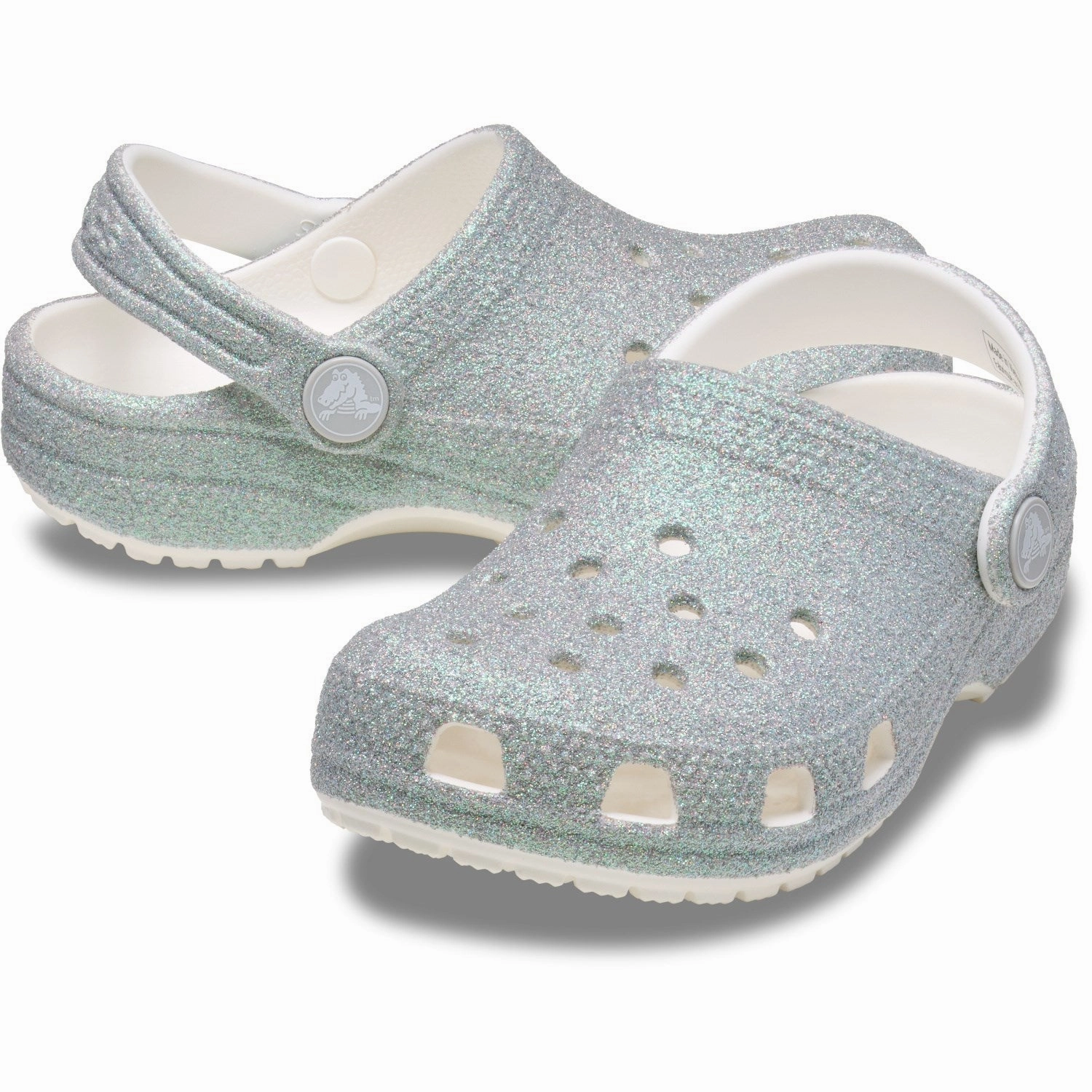 Crocs White Classic Iridescent Glitter Gloc Elegant Visionary