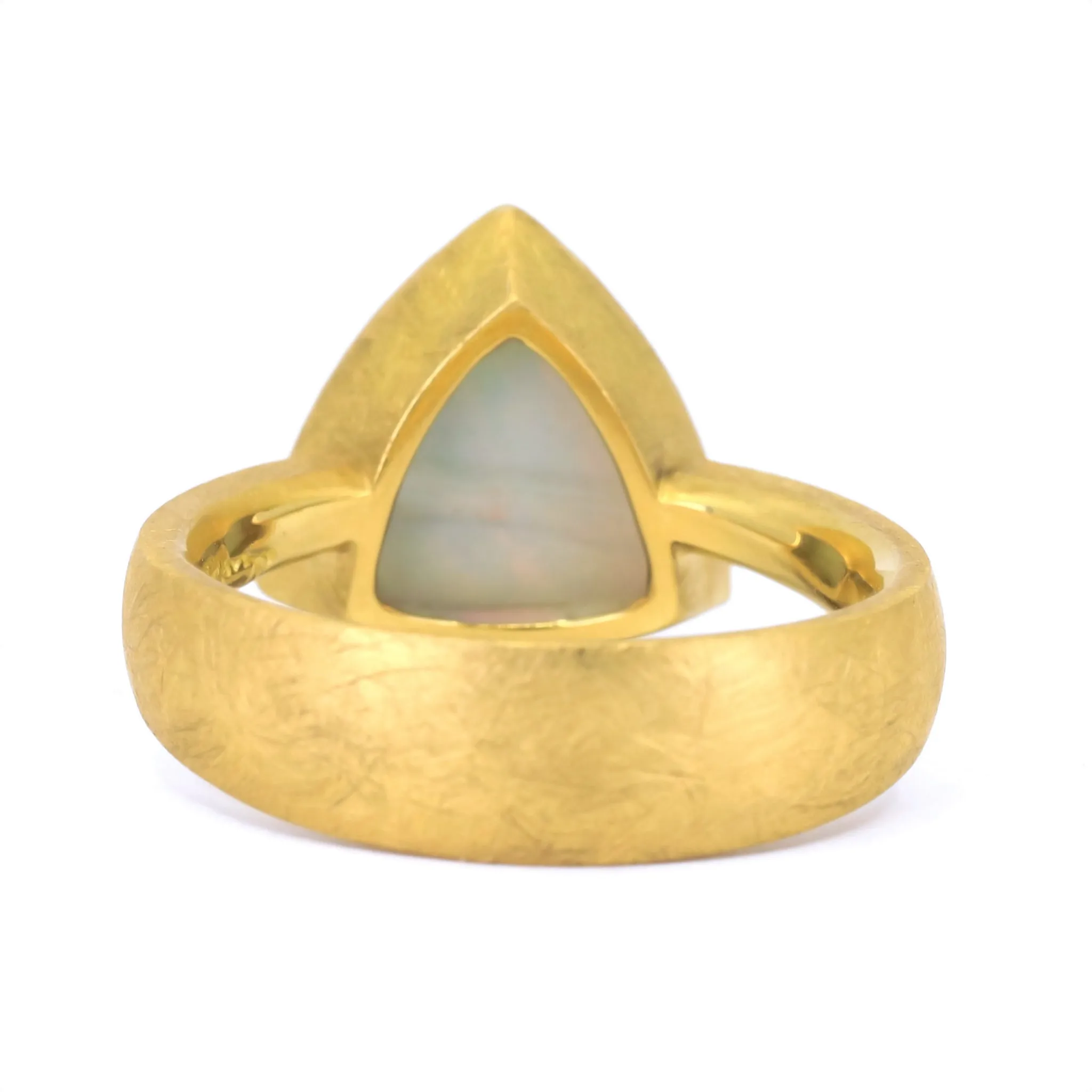 Devta Doolan Exceptional Mexican Crystal Rainbow Opal One of a Kind Gold Ring