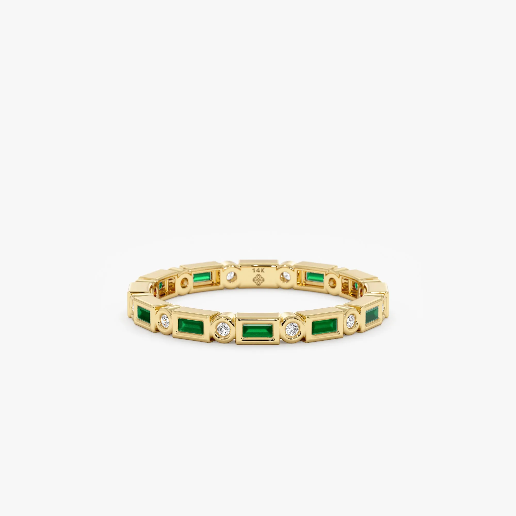 Diamond and Baguette Emerald Eternity Ring, Tamia
