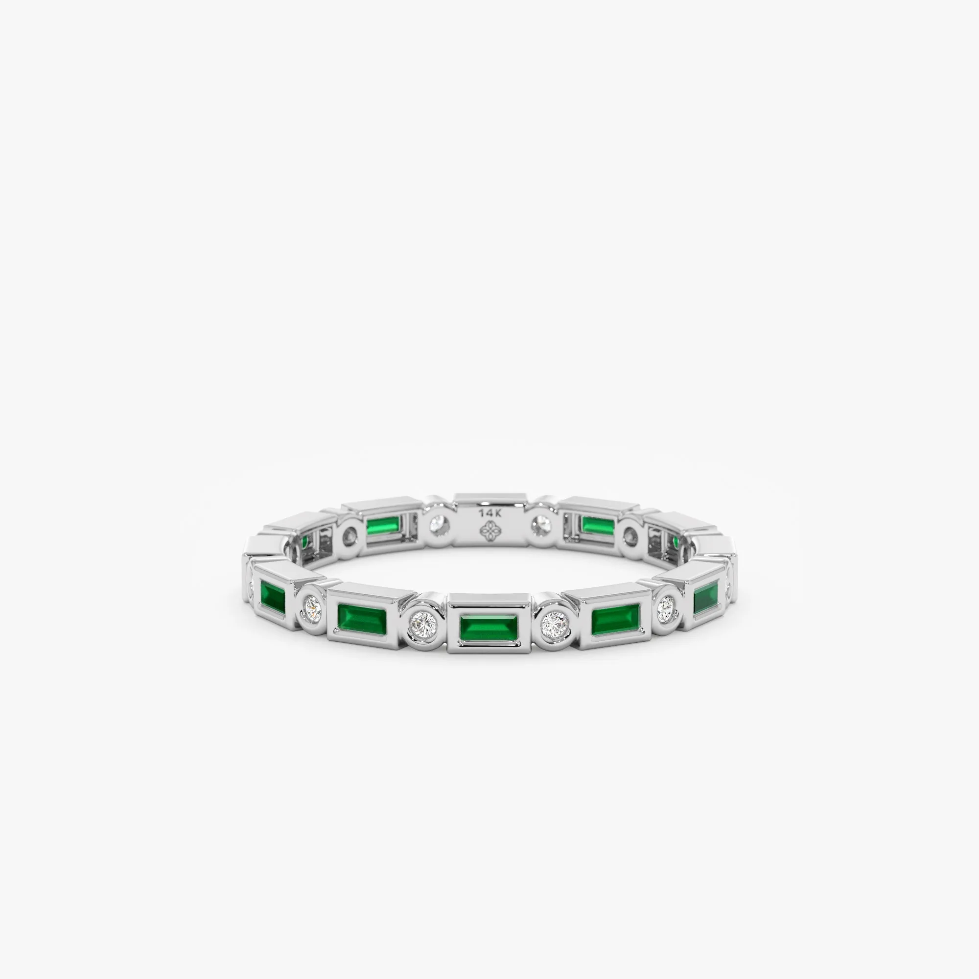 Diamond and Baguette Emerald Eternity Ring, Tamia