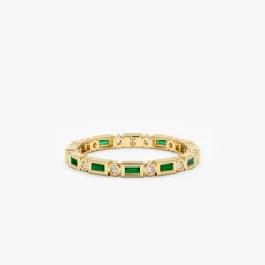 Diamond and Baguette Emerald Eternity Ring, Tamia