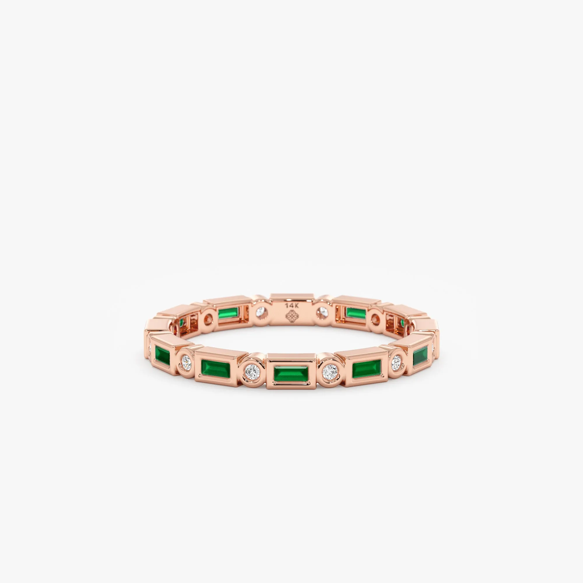 Diamond and Baguette Emerald Eternity Ring, Tamia