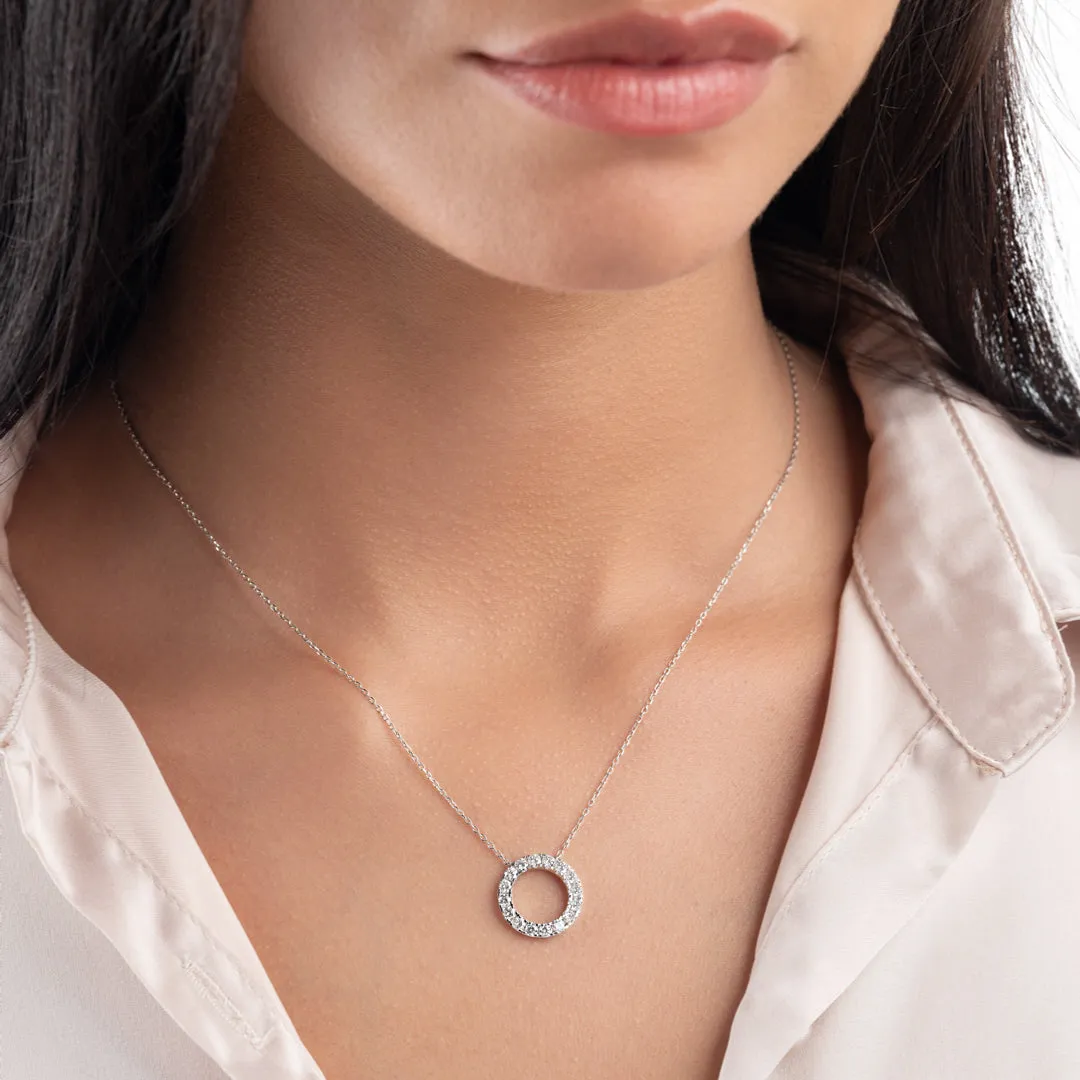 Diamond Circle Pendant White Gold