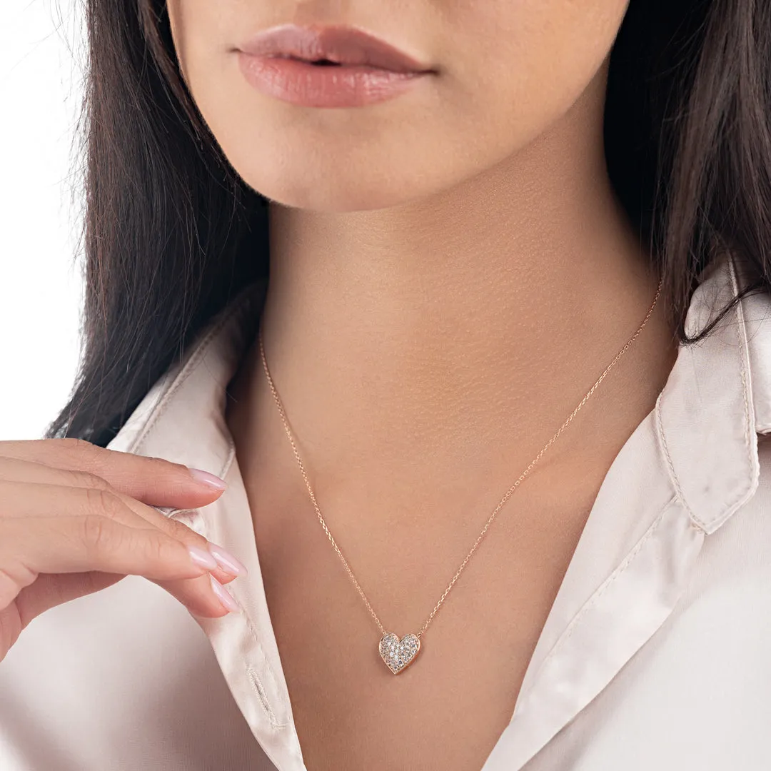 Diamond Heart Pendant Rose Gold