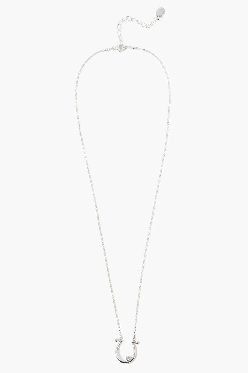 Diamond Horseshoe Necklace Silver