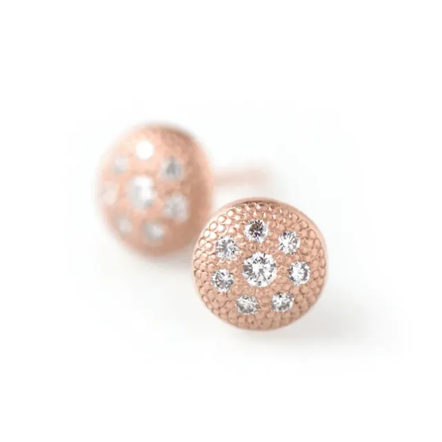 Diamond Stardust Button Stud Earrings