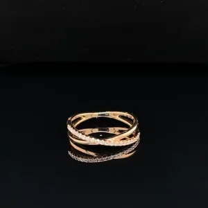 Diamond X Orbital Stacking Ring in 18k Rose Gold - (#229 - HRDIA004230)