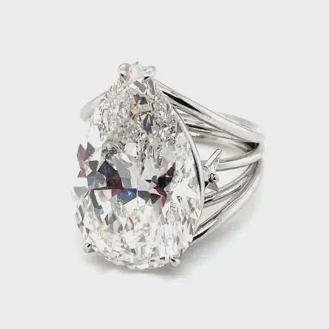 DIAMONDS OF BOTSWANA White Gold Diamond Pear Shaped Ring 17.03ct F VS