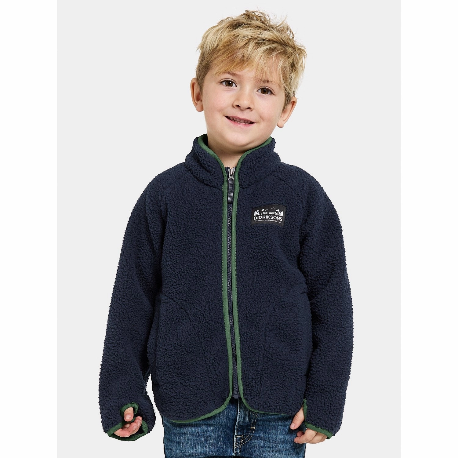 Didriksons Navy Gibbs Kids Fullzip Fleece Jacket 2 Knit