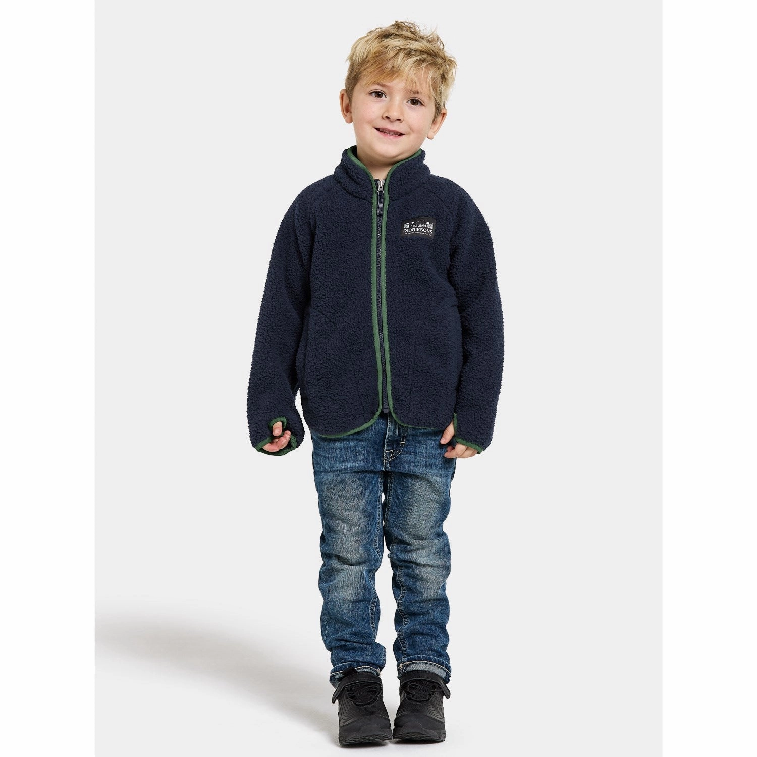 Didriksons Navy Gibbs Kids Fullzip Fleece Jacket 2 Knit