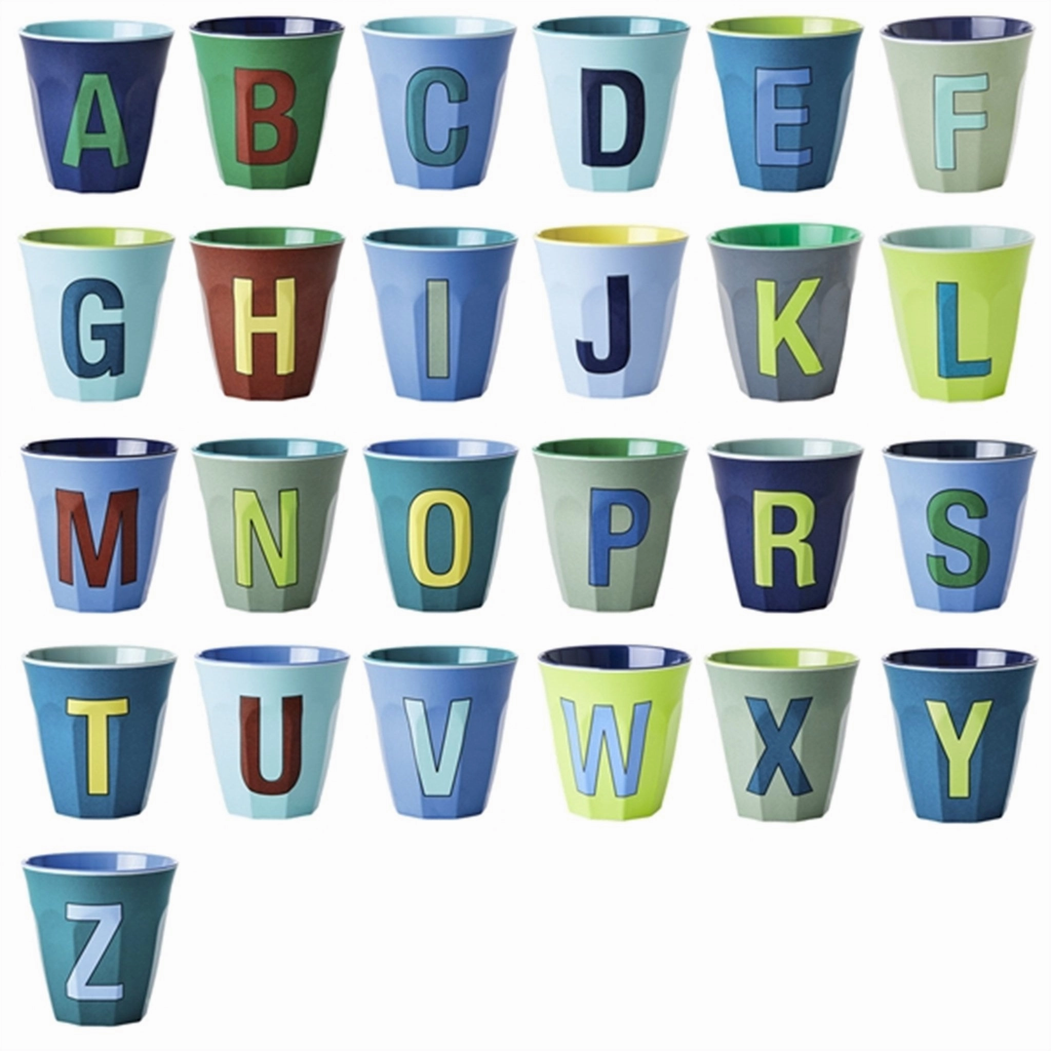 Futuristic RICE Bluish Colors Melamin Alphabet Cup Prestige