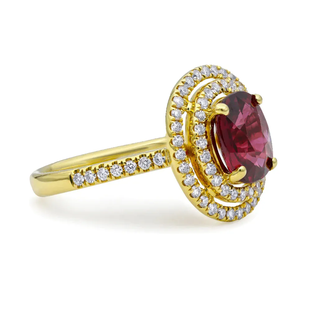 Double Halo Ruby Ring
