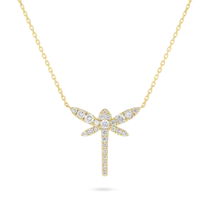 Dragonfly Diamond Pendant Yellow Gold