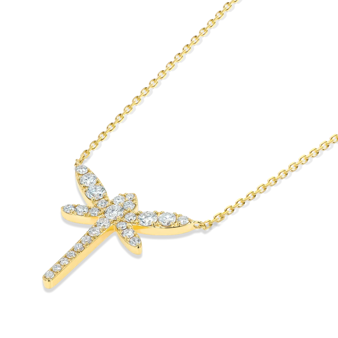Dragonfly Diamond Pendant Yellow Gold