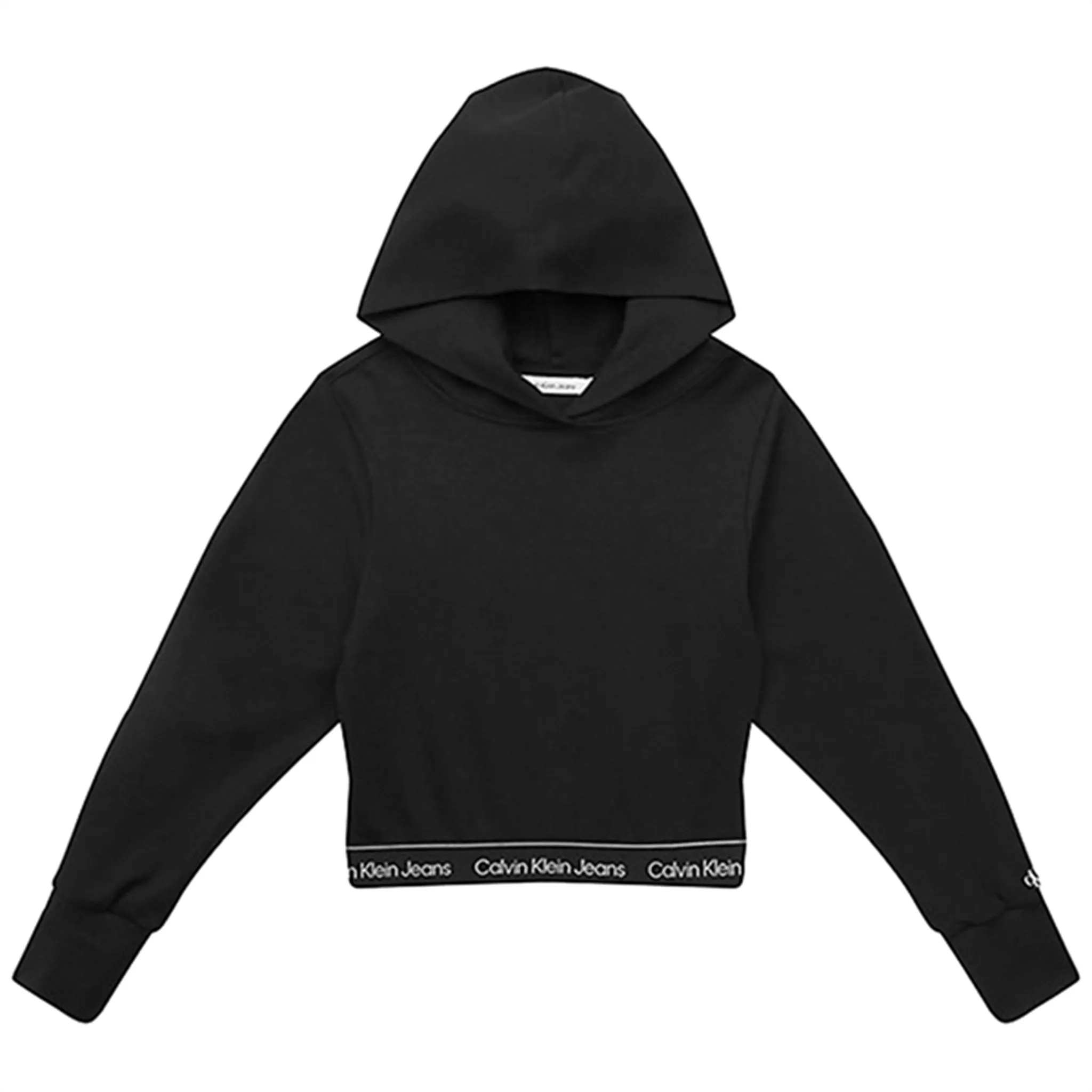 Calvin Klein Punto Logo Tape Cropped Hoodie Black Trailblazer Contemporary