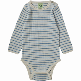 Durable FUB Ecru/Deep Sky Baby Rib Bodysuit Ls Desirable